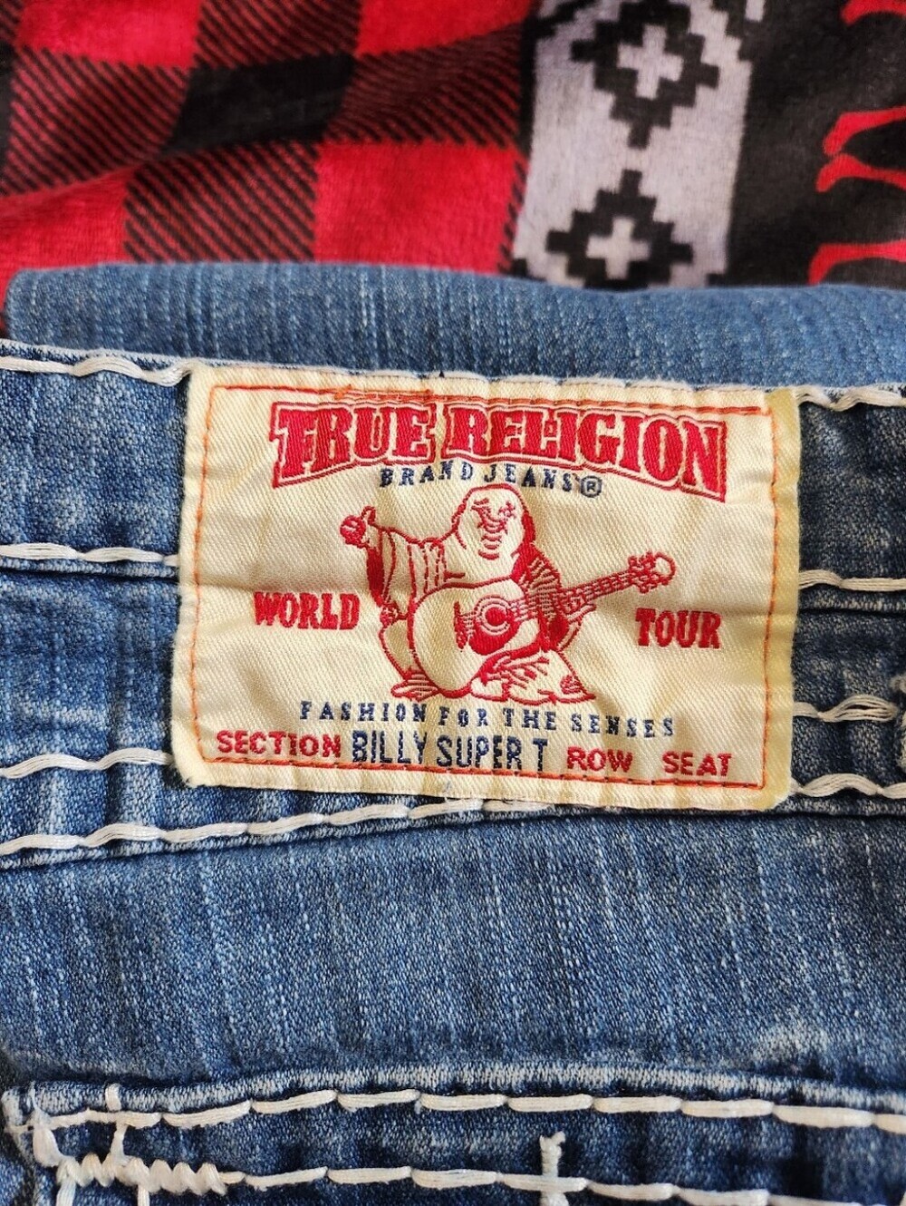Y2K True Religion Billy Super T Thick Stitch Low Rise Flap Pocket Jeans 30 VTG - Picture 6 of 11